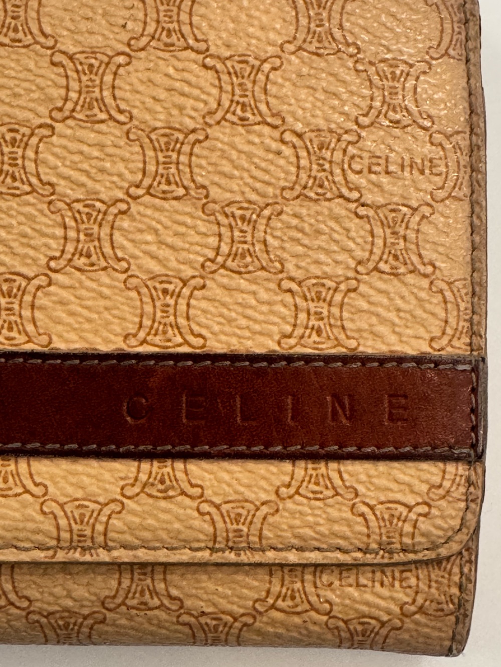 Authentic Vintage CELINE Macadam Long Wallet Beige Tan Triomphe Canvas - Picture 3 of 12